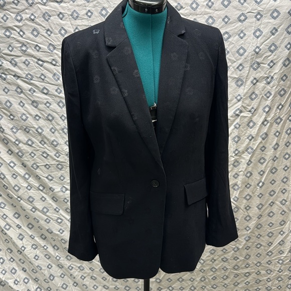 Loft Black on black floral blazer 12 NWT - Picture 3 of 5